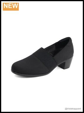 Women's Chunky Low Block Heel Slip-On Pumps Arch Support Work Shoes
